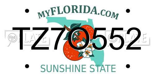 TZ7O552 Florida License Plate