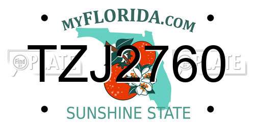 TZJ2760 Florida License Plate