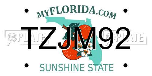 TZJM92 Florida License Plate
