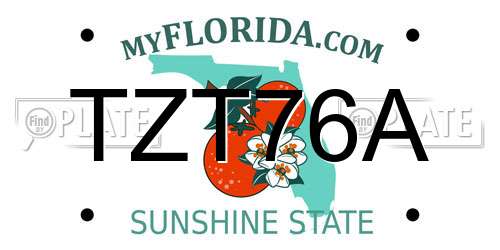 TZT76A Florida License Plate