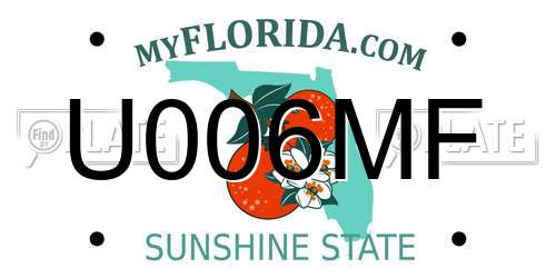U006MF Florida License Plate