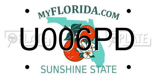 U006PD Florida License Plate