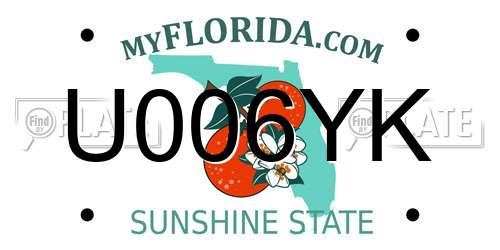 U006YK Florida License Plate