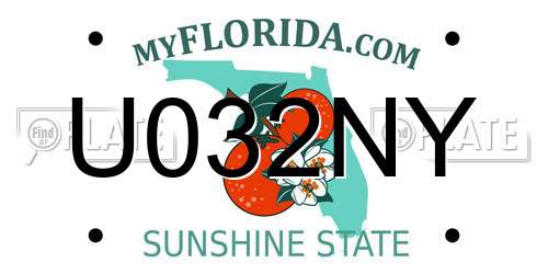 U032NY Florida License Plate