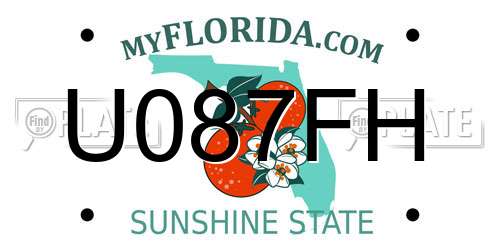 U087FH Florida License Plate