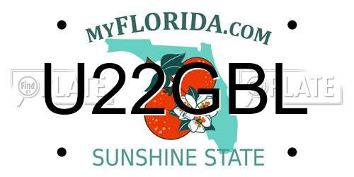 U22GBL Florida License Plate
