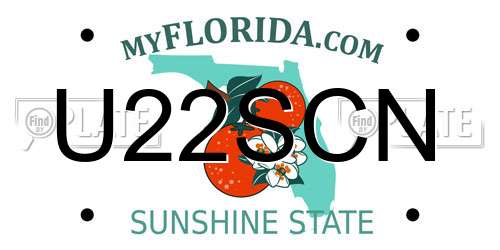 U22SCN Florida License Plate