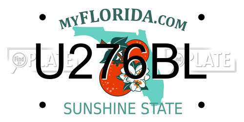 U276BL Florida License Plate