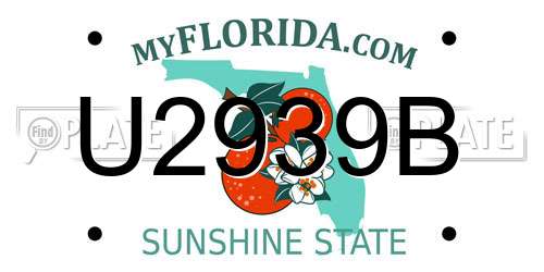 U2939B Florida License Plate