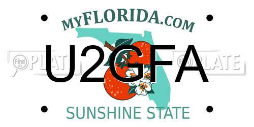 U2GFA Florida License Plate