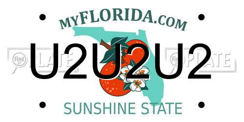 U2U2U2 Florida License Plate