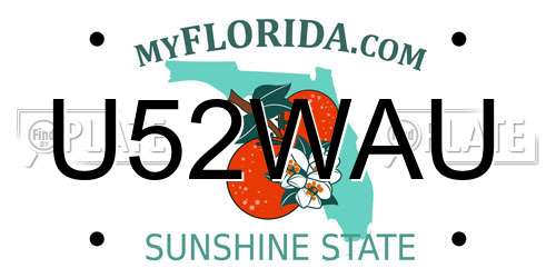 U52WAU Florida License Plate