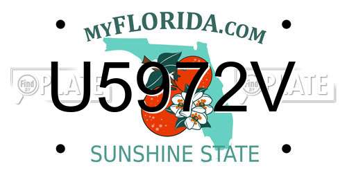 U5972V Florida License Plate