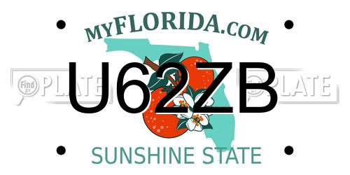 U62ZB Florida License Plate