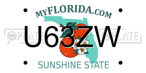U63ZW Florida License Plate