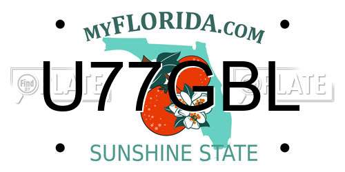 U77GBL Florida License Plate