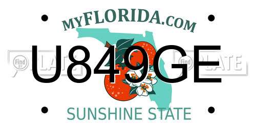 U849GE Florida License Plate