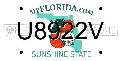 U8922V Florida License Plate