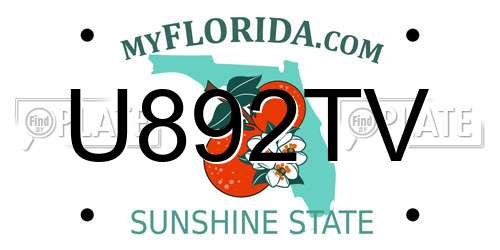 U892TV Florida License Plate