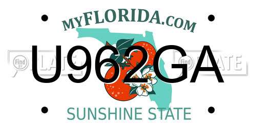 U962GA Florida License Plate