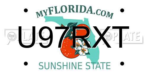 U97RXT Florida License Plate