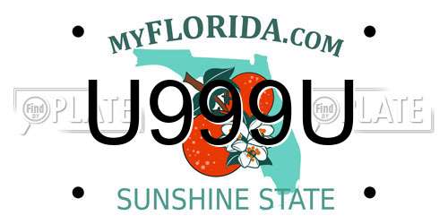 U999U Florida License Plate