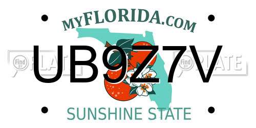 UB9Z7V Florida License Plate