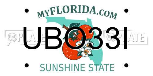 UBO33I Florida License Plate