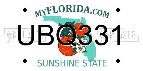 UBQ331 Florida License Plate