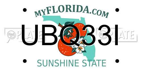 UBQ33I Florida License Plate