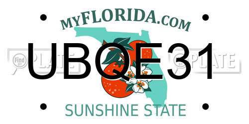 UBQE31 Florida License Plate