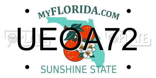 UEOA72 Florida License Plate