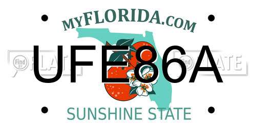 UFE86A Florida License Plate