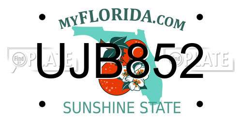 UJB852 Florida License Plate