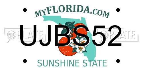 UJBS52 Florida License Plate