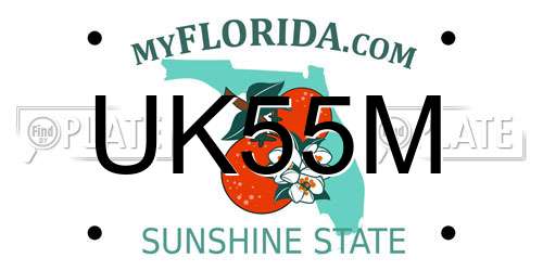 UK55M Florida License Plate
