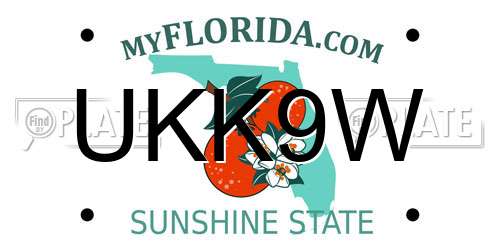 UKK9W Florida License Plate