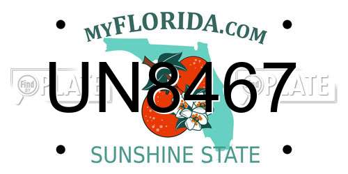 UN8467 Florida License Plate