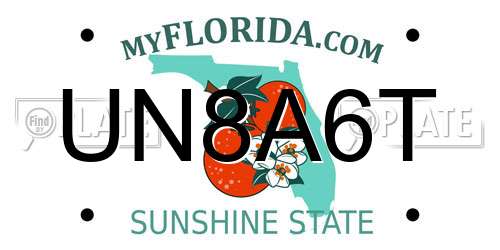 UN8A6T Florida License Plate