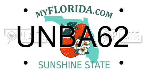 UNBA62 Florida License Plate