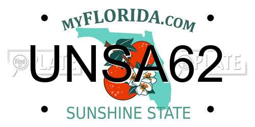 UNSA62 Florida License Plate