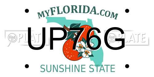 UP76G Florida License Plate