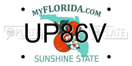 UP86V Florida License Plate