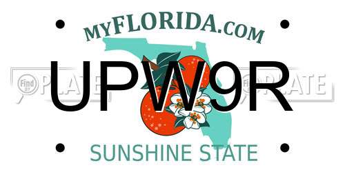 UPW9R Florida License Plate