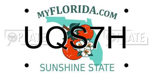 UQS7H Florida License Plate