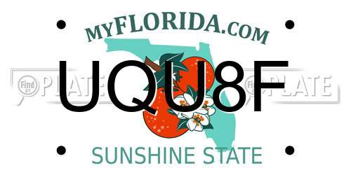 UQU8F Florida License Plate