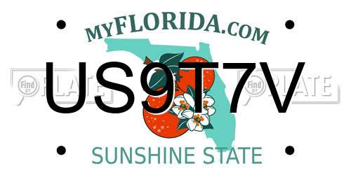 US9T7V Florida License Plate