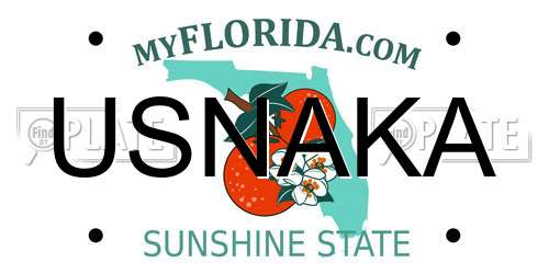 USNAKA Florida License Plate