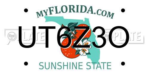 UT6Z3O Florida License Plate