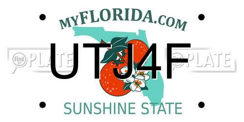 UTJ4F Florida License Plate
